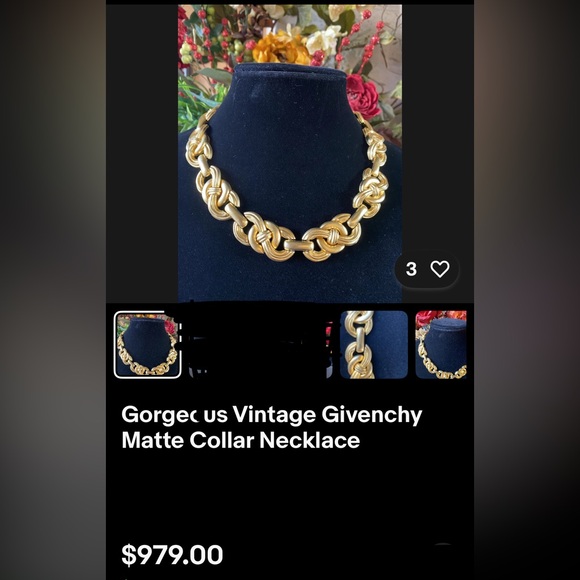 1DAY SALE Unsigned Givenchy Vintage Gold Tone Hinged Choker Necklace 18” - Picture 2 of 4